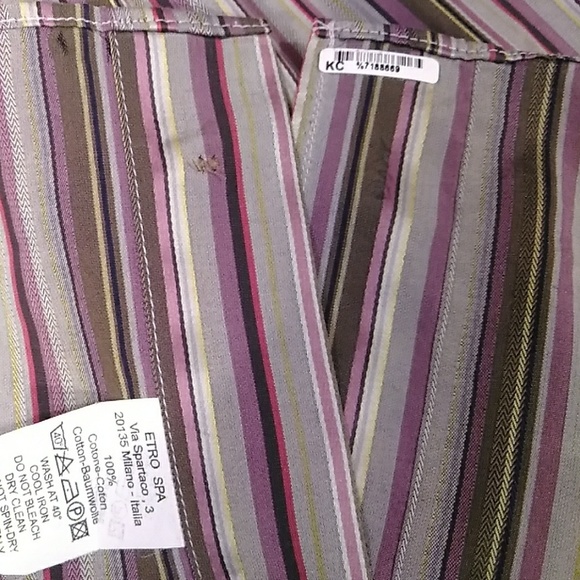 Etro Multicolor  Made In Italy Striped Casual Button Down Shirt - Picture 8 of 8